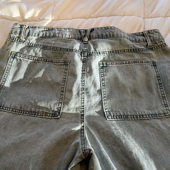 No Boundaries Women's 14 Gray Boyfriend cargo light blue Jeans big pockets Bows - Picture 5 of 10